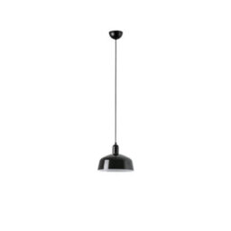 Luminosa Lighting Luminosa Tatawin Medium Dome Pendant Ceiling Light Black, Gloss Black 1X E27