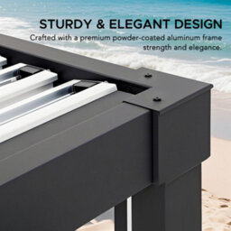 Sunjoy 3M X 4M Solar Led Louvered Pergola Adjustable Rainproof Aluminum Hardtop Gazebo, Anthracite - thumbnail 4