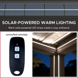 Sunjoy 3M X 4M Solar Led Louvered Pergola Adjustable Rainproof Aluminum Hardtop Gazebo, Anthracite - thumbnail 5