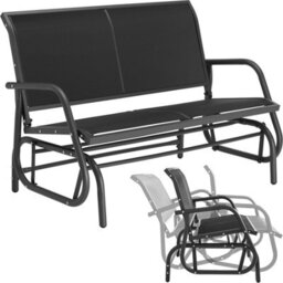 Tectake Garden Swing Bench Greta - 2-Seater, 121 X 72 X 86.5 Cm - Black