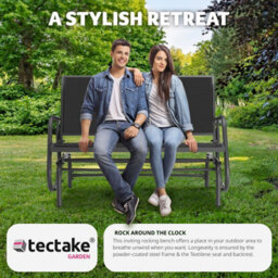 Tectake Garden Swing Bench Greta - 2-Seater, 121 X 72 X 86.5 Cm - Black - thumbnail 7