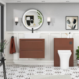 Royal Bathrooms Royal Bathroom Elmore 700mm Terracotta Clay Wall Mounted Bathroom Vanity Unit 2 Drawer Plain White Worktop With Cube Basin - thumbnail 5