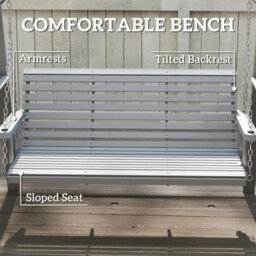 Outsunny 3 Seater Wooden Garden Swing Chair With Side Tables, Dark Grey - thumbnail 7
