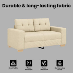 Vidaxl Loveseat Sofa With Cushion Cream Fabric - thumbnail 7