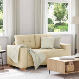 Vidaxl Loveseat Sofa With Cushion Cream Fabric - thumbnail 1