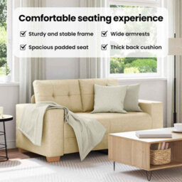 Vidaxl Loveseat Sofa With Cushion Cream Fabric - thumbnail 8