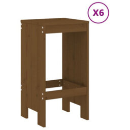 Berkfield 7 Piece Garden Bar Set Honey Brown Solid Wood Pine - thumbnail 3