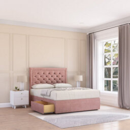 Sloomy Montana Pink Plush 4Ft Memory Foam Bed Set With 2 Drawers, Mattress & Headboard- Small Double - thumbnail 2