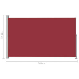 Berkfield Patio Retractable Side Awning 180X300 Cm Red - thumbnail 7