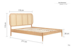 King Size Rattan Bed Frame Birlea Calibra Oak 5Ft 150Cm Bedstead - thumbnail 9