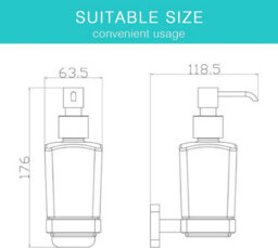 Jassferry Black Wall Mounted Soap Dispenser And Square Holder Frosted Glass Dispenser Holder Set - thumbnail 3