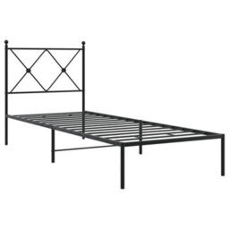 Berkfield Metal Bed Frame Without Mattress With Headboard Black 80X200Cm - thumbnail 3