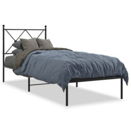 Berkfield Metal Bed Frame Without Mattress With Headboard Black 80X200Cm - thumbnail 2