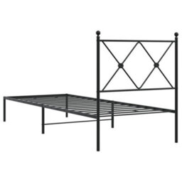 Berkfield Metal Bed Frame Without Mattress With Headboard Black 80X200Cm - thumbnail 6