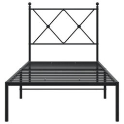 Berkfield Metal Bed Frame Without Mattress With Headboard Black 80X200Cm - thumbnail 4
