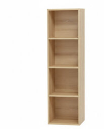 Deenz 4-Shelves Wood Bookcase Unit Open Luder Cubic Home Deco Freestanding Storage Tier Living Room Furniture Black 106X30.5X24Cm - thumbnail 5
