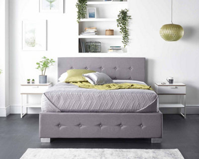 Aspire Side Opening Ottoman Storage Bed In Grey Linen, Small Double - image 1