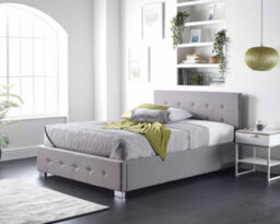 Aspire Side Opening Ottoman Storage Bed In Grey Linen, Small Double - thumbnail 4