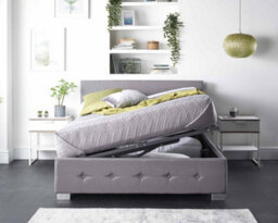 Aspire Side Opening Ottoman Storage Bed In Grey Linen, Small Double - thumbnail 3