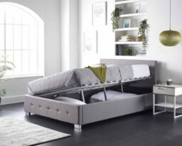 Aspire Side Opening Ottoman Storage Bed In Grey Linen, Small Double - thumbnail 2