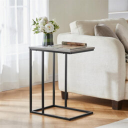 Grey Wooden Sofa Side Table Coffee End Table Shelf Bedside Living Room - thumbnail 1