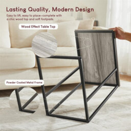 Grey Wooden Sofa Side Table Coffee End Table Shelf Bedside Living Room - thumbnail 4