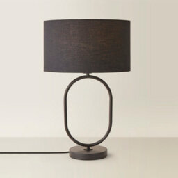 Valuelights Antonia Black Fabric Drum Lamp Shade Matte Black Oval Table Lamp - thumbnail 2