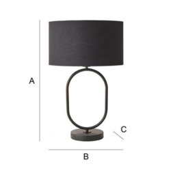 Valuelights Antonia Black Fabric Drum Lamp Shade Matte Black Oval Table Lamp - thumbnail 8