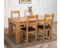 That's Furniture Dakota 152 X 87 Cm Chunky Medium Oak Dining Table And 4 Chairs Dining Set With Lincoln Chairs - thumbnail 3