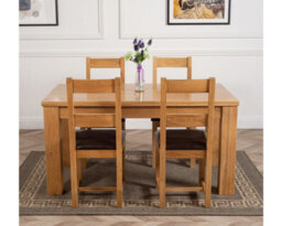 That's Furniture Dakota 152 X 87 Cm Chunky Medium Oak Dining Table And 4 Chairs Dining Set With Lincoln Chairs - thumbnail 2