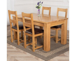 That's Furniture Dakota 152 X 87 Cm Chunky Medium Oak Dining Table And 4 Chairs Dining Set With Lincoln Chairs - thumbnail 1