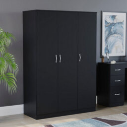 Lassic Vida Designs Riano 3 Door Wardrobe, Black - thumbnail 1