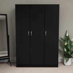 Lassic Vida Designs Riano 3 Door Wardrobe, Black - thumbnail 4