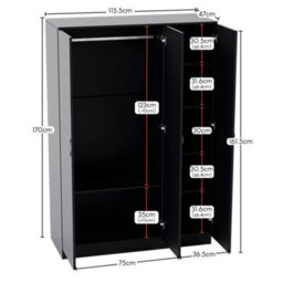Lassic Vida Designs Riano 3 Door Wardrobe, Black - thumbnail 2