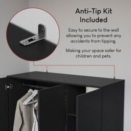 Lassic Vida Designs Riano 3 Door Wardrobe, Black - thumbnail 9