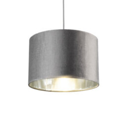 CGC Lighting Cgc Nila Luxury Grey Velvet & Silver Inner Round Pendant Drum Shade - thumbnail 3