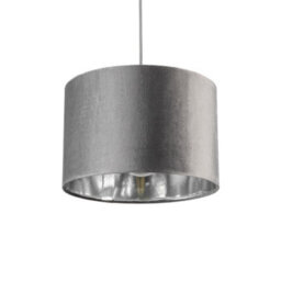 CGC Lighting Cgc Nila Luxury Grey Velvet & Silver Inner Round Pendant Drum Shade - thumbnail 4