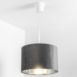 CGC Lighting Cgc Nila Luxury Grey Velvet & Silver Inner Round Pendant Drum Shade - thumbnail 2