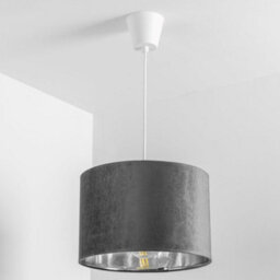CGC Lighting Cgc Nila Luxury Grey Velvet & Silver Inner Round Pendant Drum Shade - thumbnail 5