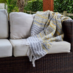 Allure Bath Fashions Zig Zag Heavyweight Herringbone Throw Blanket - Small, Mustard - thumbnail 2