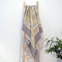 Allure Bath Fashions Zig Zag Heavyweight Herringbone Throw Blanket - Small, Mustard - thumbnail 1