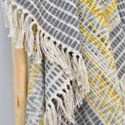 Allure Bath Fashions Zig Zag Heavyweight Herringbone Throw Blanket - Small, Mustard - thumbnail 4