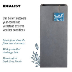 Set Of 2 Idealist™ 50Cm Tall Planter, Slate Grey Reinforced Stone Garden Planters, Outdoor Plant Pots L21 W21 H50 Cm, 22L - thumbnail 6