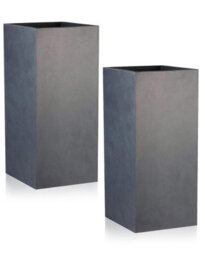 Set Of 2 Idealist™ 50Cm Tall Planter, Slate Grey Reinforced Stone Garden Planters, Outdoor Plant Pots L21 W21 H50 Cm, 22L - thumbnail 1