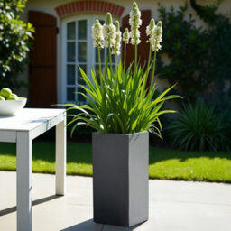Set Of 2 Idealist™ 50Cm Tall Planter, Slate Grey Reinforced Stone Garden Planters, Outdoor Plant Pots L21 W21 H50 Cm, 22L - thumbnail 8