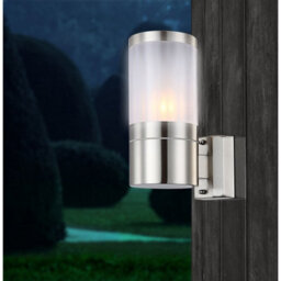 Luminosa Lighting Luminosa Xeloo Outdoor Modern Wall Lamp Silver Glossy Ip44 1X E27 - thumbnail 4