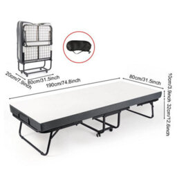 Portable Fold Up Rollaway Guest Bed With 10Cm Memory Foam Mattress - thumbnail 2