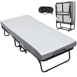 Portable Fold Up Rollaway Guest Bed With 10Cm Memory Foam Mattress - thumbnail 1
