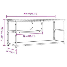 Berkfield Industrial Tv Cabinet Brown Oak 103X38X46.5 Cm Engineered Wood And Steel - thumbnail 9