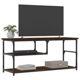 Berkfield Industrial Tv Cabinet Brown Oak 103X38X46.5 Cm Engineered Wood And Steel - thumbnail 3